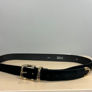 Black‎ Genuine Suede Western Belt Gold Hardware Cowboy Rodeo Casual Unique XL